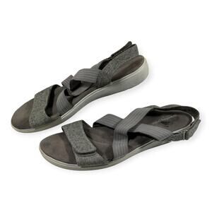 Grasshoppers Strapy Sandals, Gray/White, Hook & Loop Ankle Strap, Women's 10